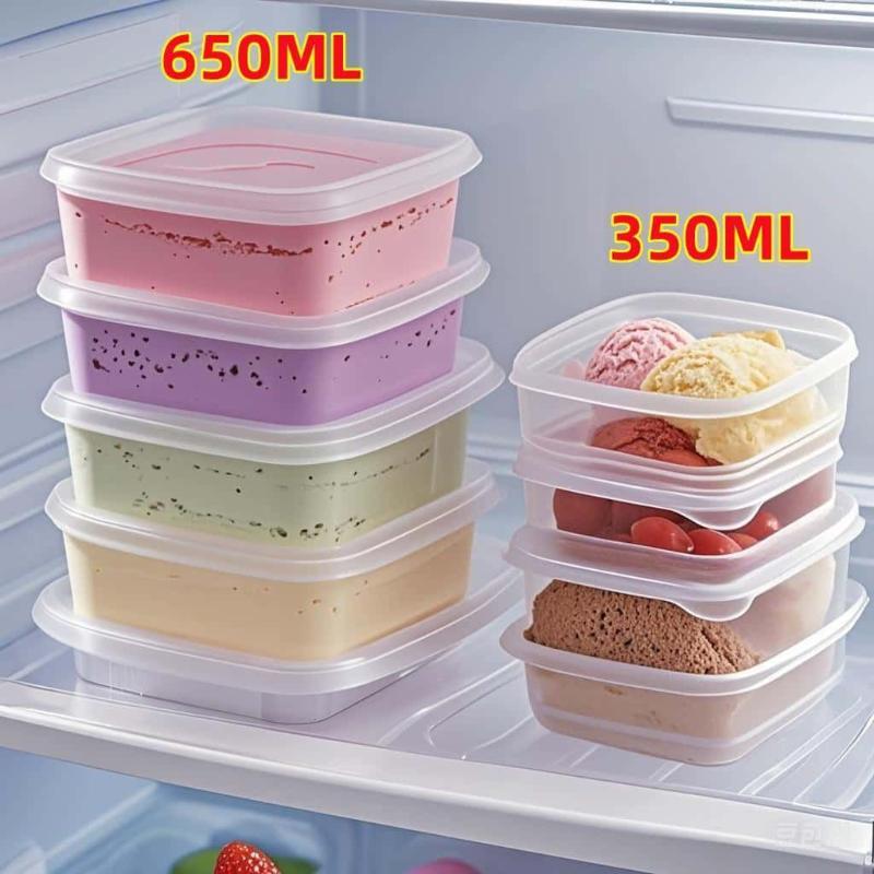 350/650 ml Eiscreme-Aufbewahrungsbehälter Wiederverwendbare Eiscremebox Behälter Form mit Deckel Küche Kühlschrank Aufbewahrung Zuhause