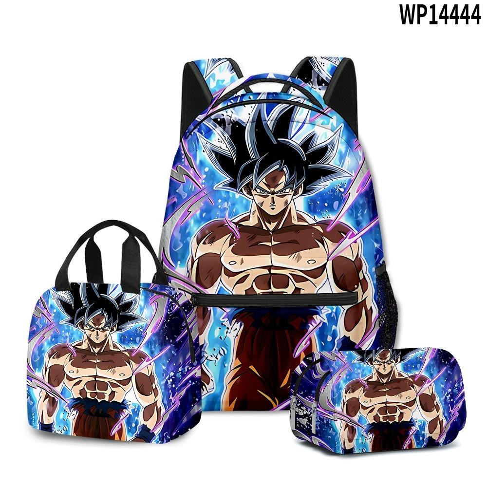 3D Animation Wukong Dragon Ball Super Student School Bag Backpack Lunch Bag Pencil Bag Three-Piece Set