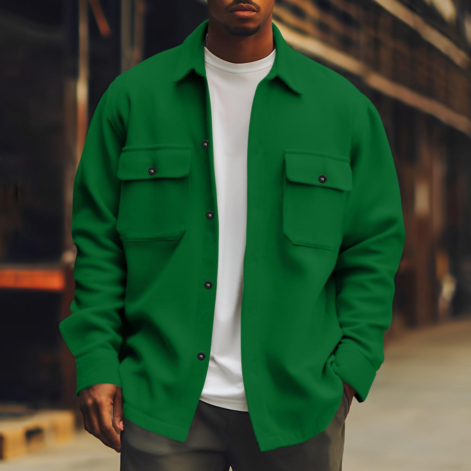 

Чоловіче однотонне вельветове пальто на ґудзиках XL