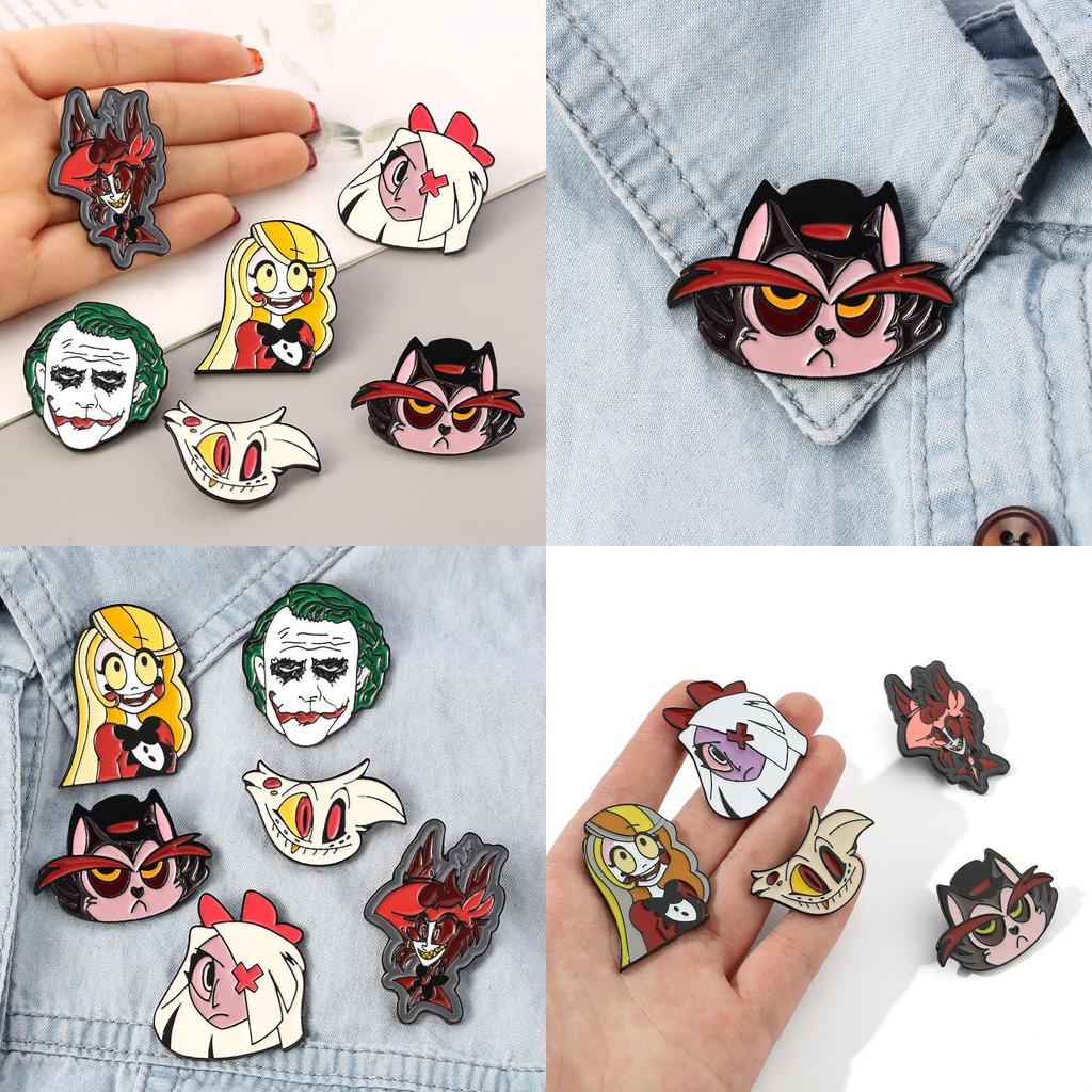 Hazbin Hotel Cartoon Drip Oil Alloy Brooch Geometric Style Factory Direct Sales