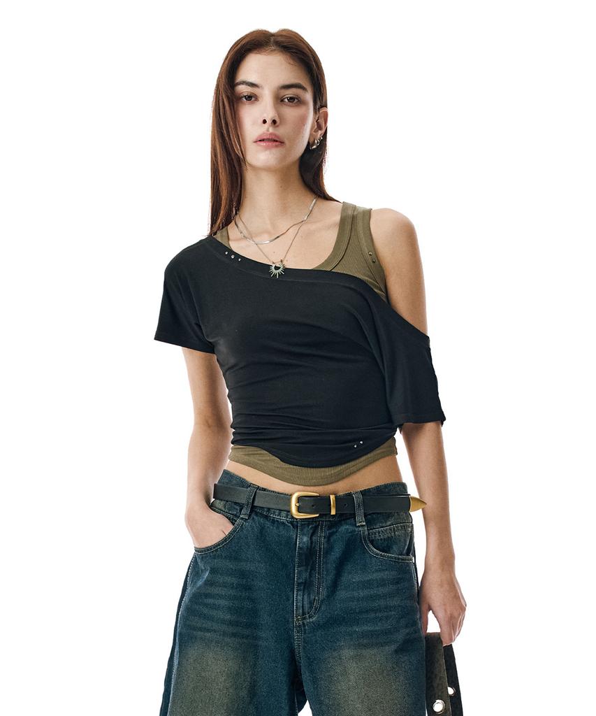 Sekeonmonollogeu Layered Off-Shoulder Set [Black]_Sewts021Black