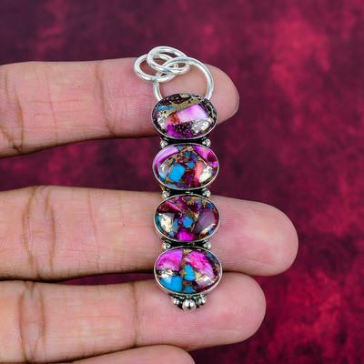 Pink Spiny Oyster Pendant, 925 Solid Sterling Silver Gemstone Jewelry, Handmade Pendant, For Thanksgiving