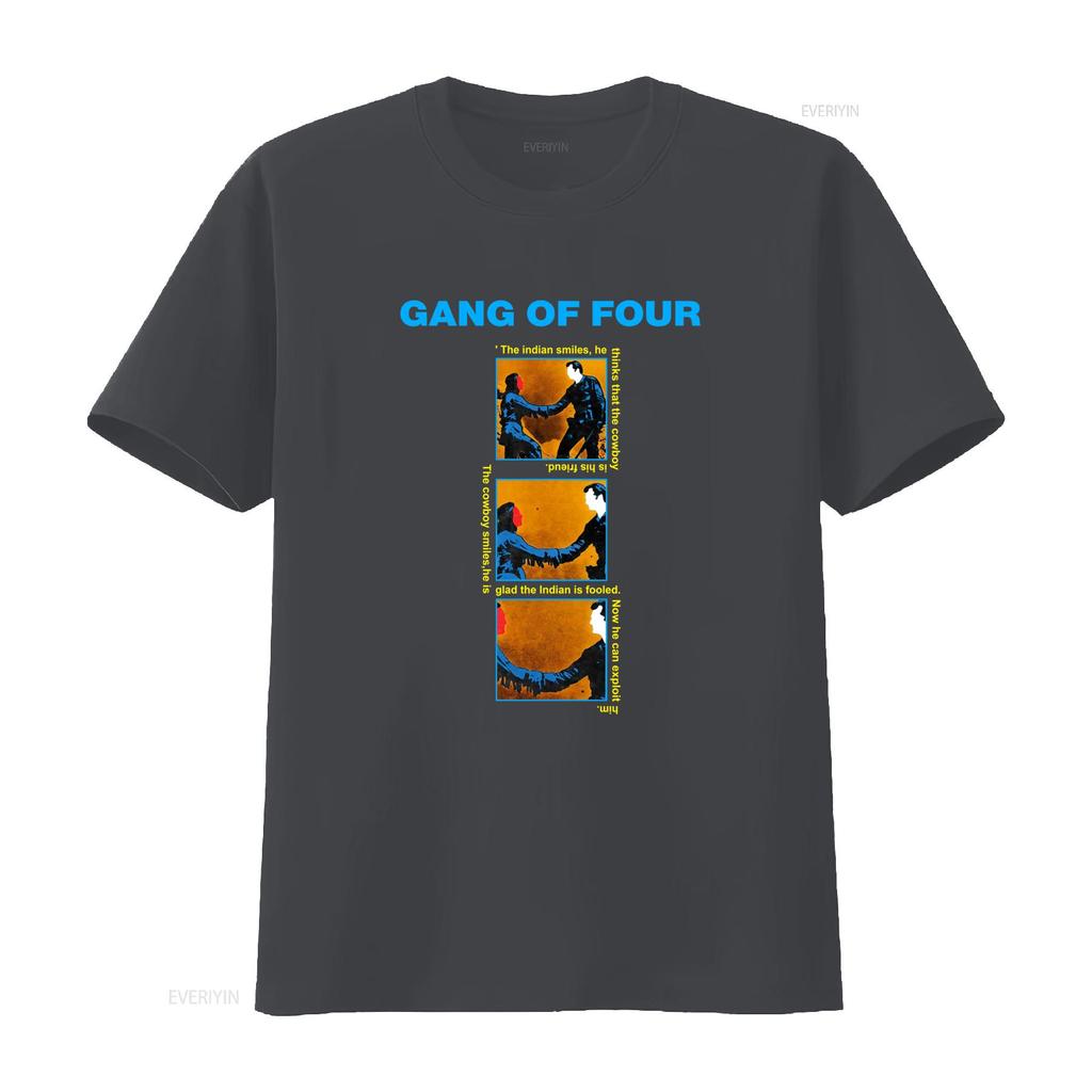 NEW POPULAR Gang of Four Entertainment English Music Logo T Shirt S 4XL with Comic Strip Print Vintage Washed Versatile