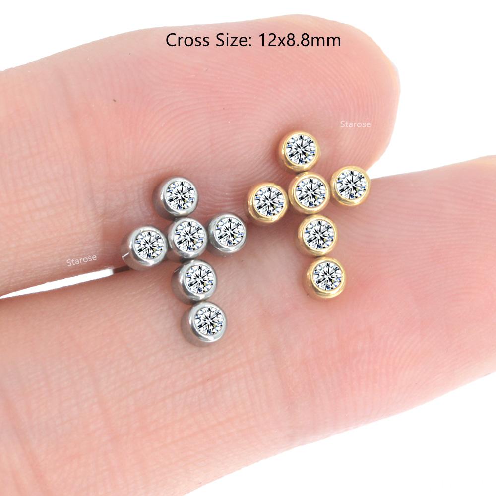 1Pc 1.2x6/8mm G23 Titanium Base Stainless Steel Studs Lip Labret Piercing Nose Helix Piercing Conch Tragus Earrings Flat End