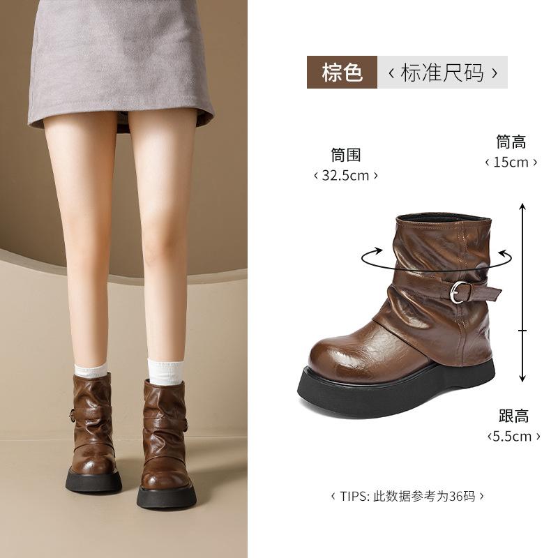 Augustine platform Martin boots new autumn and winter Maillard short boots British style stacking pants tube boots 35