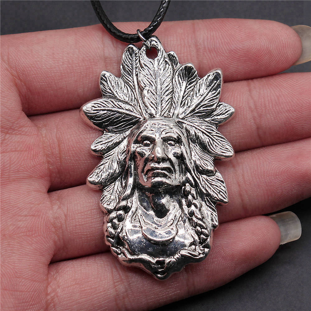 45cm Necklace Leather Chain Big Chief Pharaoh Buddhism Minimalist Jewelry Components QN015