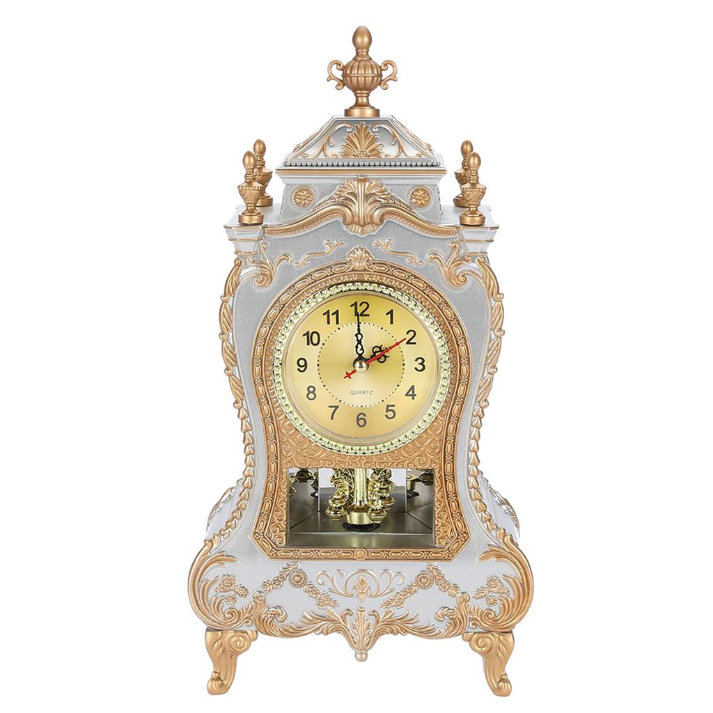 Vintage Style Plastic Table Clock Antique Home Hotel Decorative Desk Alarm Clocks(White)