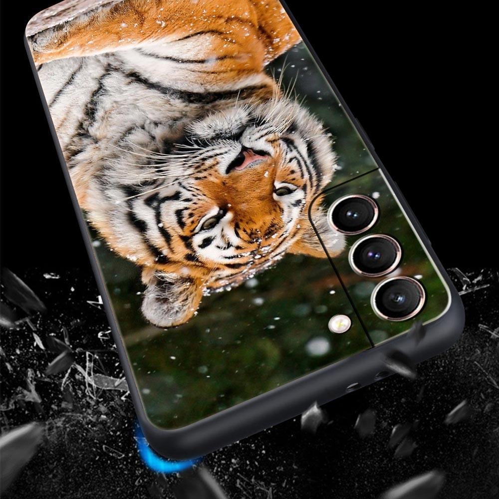 Tiger Leopard Fashion Phone Case For Samsung Galaxy S26 Ultra S25 Plus S24 FE S23 S22 5G S21 S20 Cover Black Soft