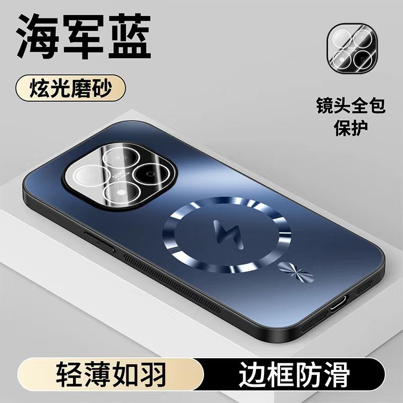 

Case For Xiaomi Poco X7 Redmi Note 14 Pro 5G MagSafe Magnetic Phone Back Cover Camera Protection Shell Shockproof Bumper Redmi Note14 Pro 5G синий