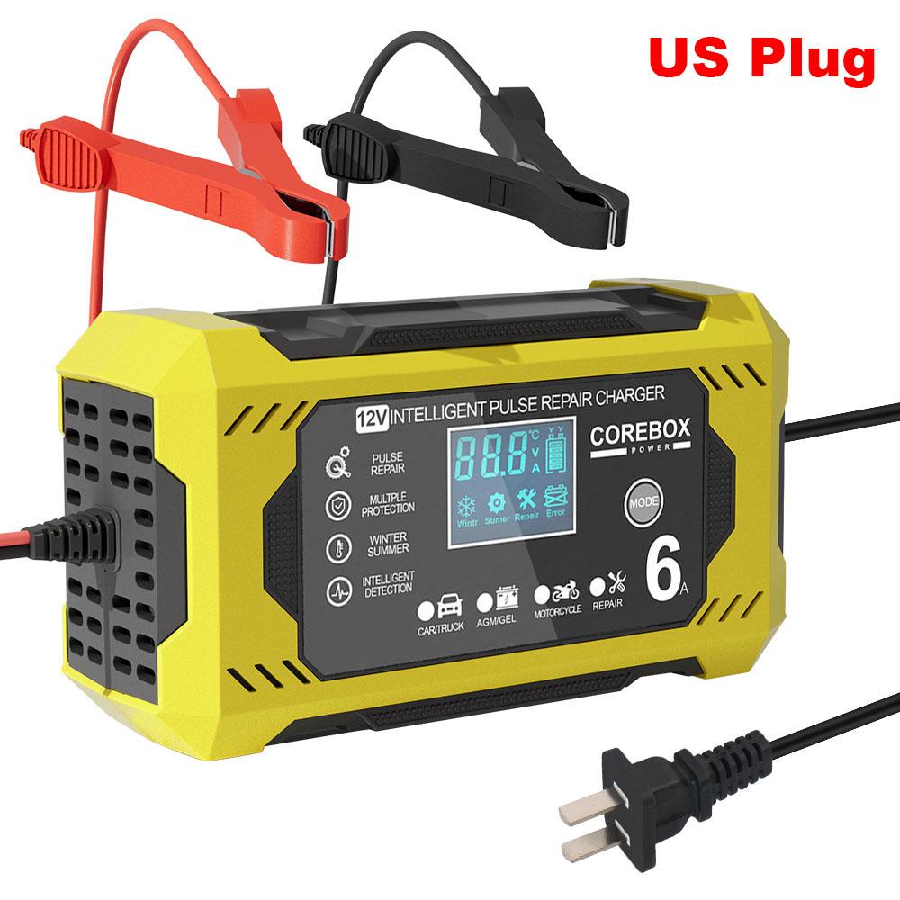 6A 12V For Lead Acid AGM Gel Batteries Charging Car Battery Chargers Intelligent Pulse Repair Household Storage Cell Charger