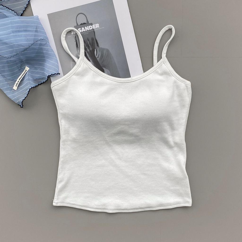 Women's Padded Camisole Top, Stretchy Slimming Cami with Built-in Bra, Pure Desire Style Spring Summer Basic
