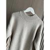 Casual and Stylish High Slit Striped Fringe Long Sleeve Round Neck Knitted Sweater