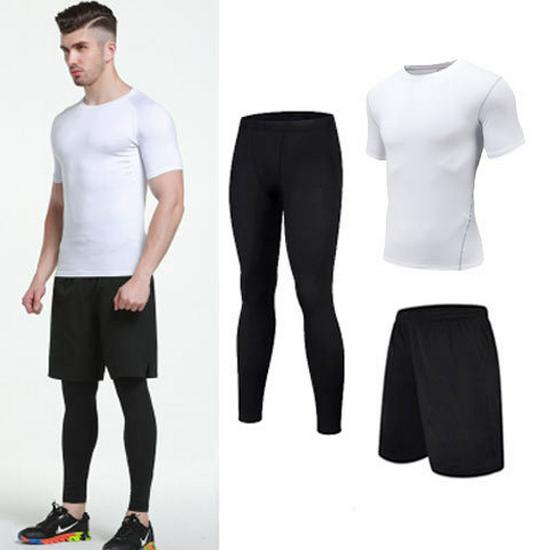 Men's Quick-Dry Basketball Compression Sportswear Set - 3 or 4 Pieces for Autumn/Winter Running