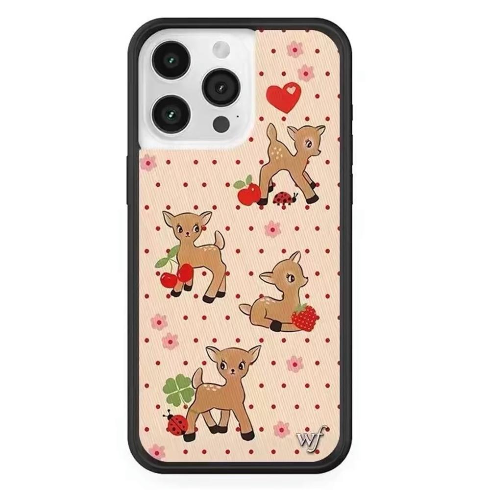 Wildflower New Strawberry Lamb Phone Case for iPhone 12 13 14 15 16 Plus 17 Pro Max 3D WF Cute Deer Pig Clean Cartoon cover case