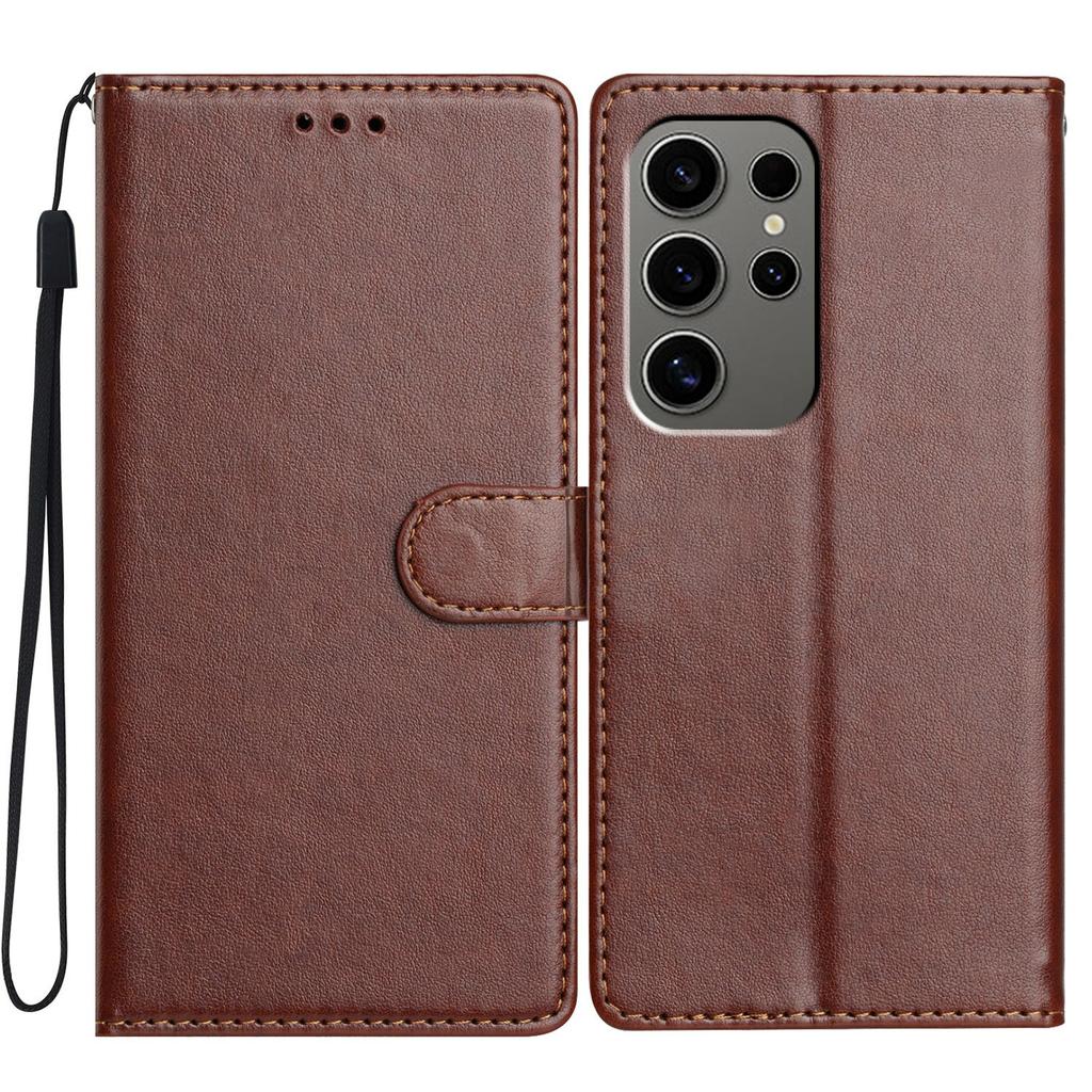 For Samsung Galaxy S23 Ultra Leather Phone Case Wallet Stand Cover with Handy Strap