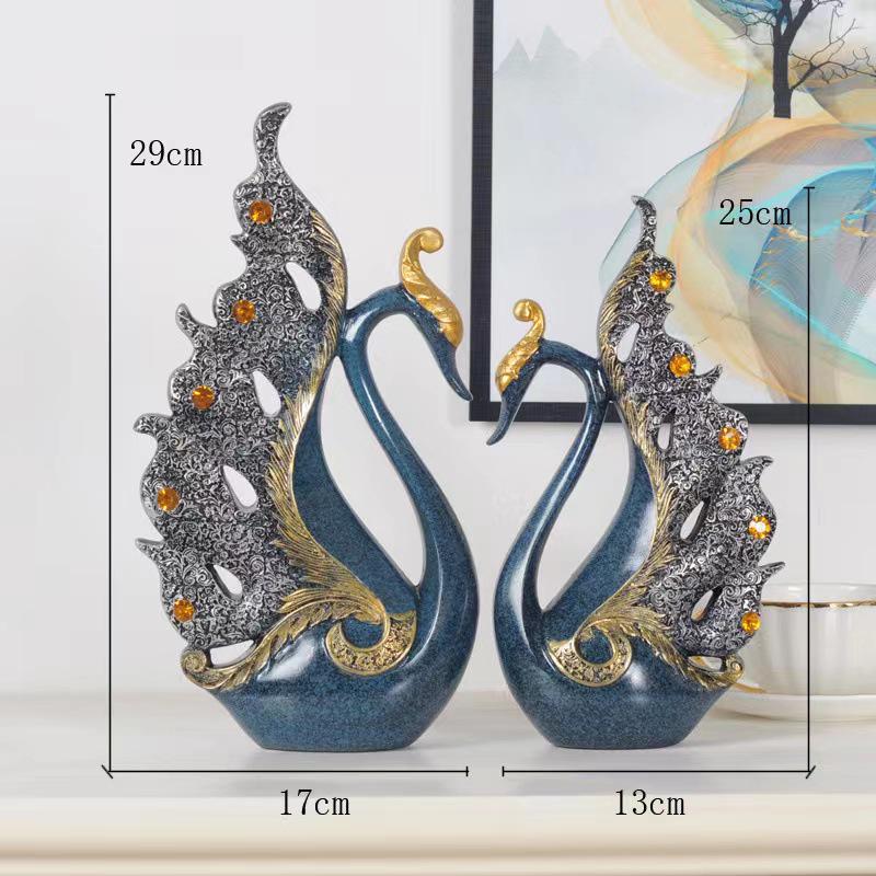 

Элегантные европейские фигурки пары лебедей для декора дома - Акцент для гостиной, ТВ-тумбы или винного шкафа