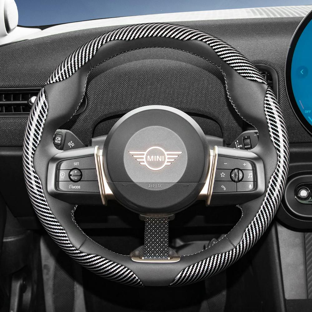 Geeignet für Mini Carbonfaser-Textur Lenkradabdeckung mit segmentiertem Schnellverschluss-Design, Langlebig, für Modelle wie Cooper 3-Türer Countryman