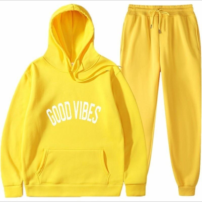 Mens Hooded Tracksuit Set 2 Piece Casual Sportswear Thick Warm Winter