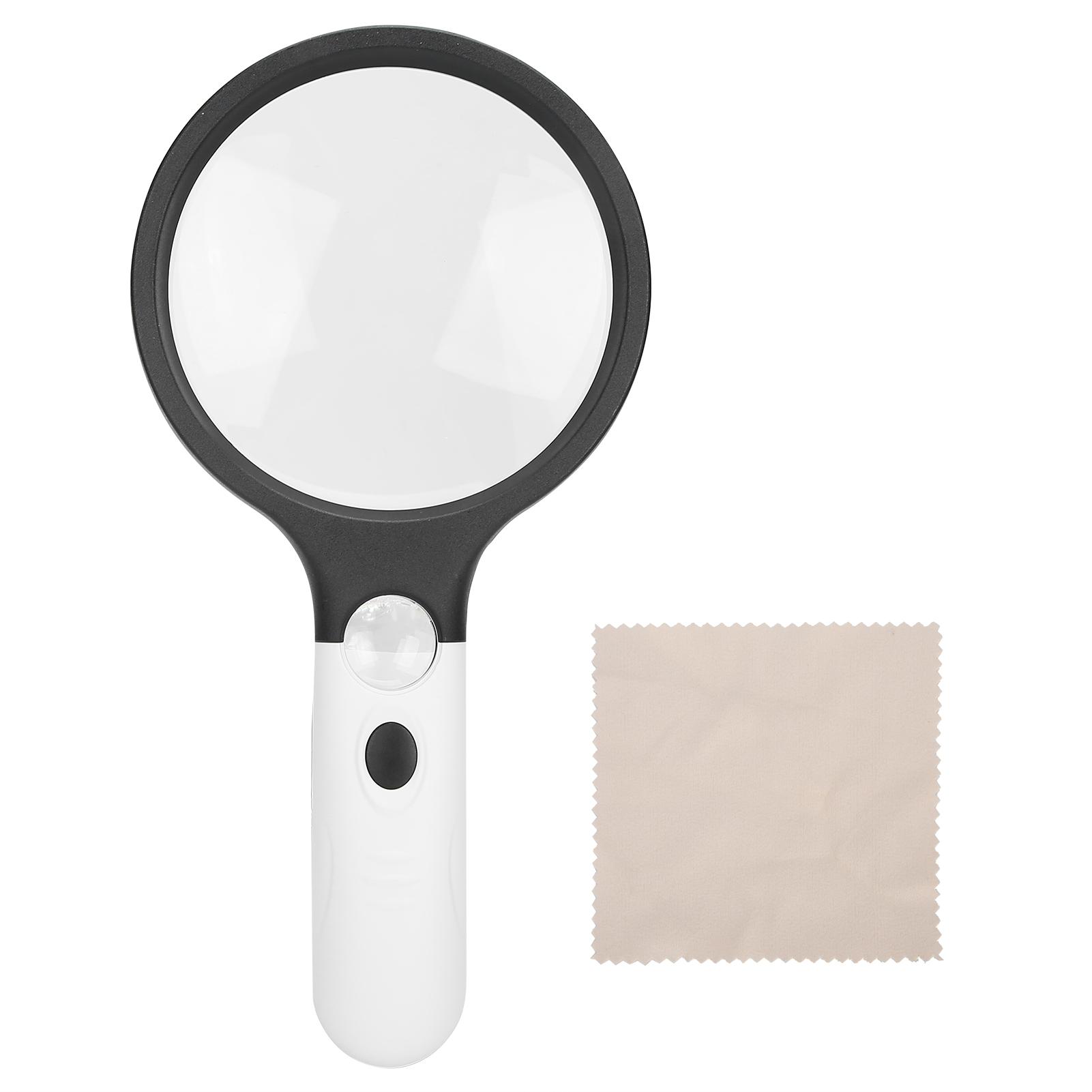

Reading Handheld Magnifying Glass Battery Powered 4LED 4X 30X Lens Magnifier