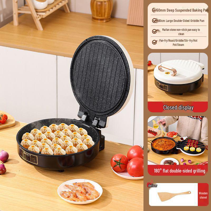 Large Double-Sided Electric Griddle for Home—Deepened Pan for Frying, Grilling, and Baking Pancakes