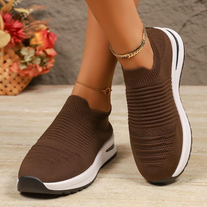 

Модные повседневные дышащие кроссовки из сетки, новые кроссовки на плоской подошве с круглым носком и глубоким вырезом, вязаные, для осени 43