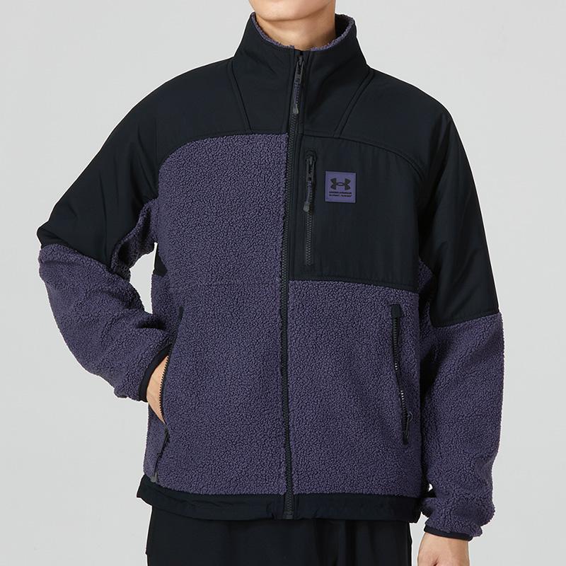 Under Armour Logo Casual Pattern Loose Fit Color Block Zip-Up Long Sleeve Jacket Men Jackets Purple 1366091-558