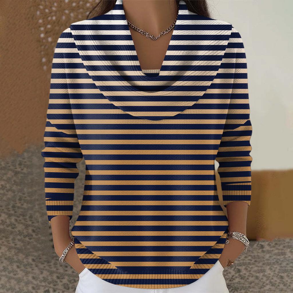 סוודר עליון לנשים, קז'ואל ואופנתי, צווארון עגול, שרוולים ארוכים, מודפס