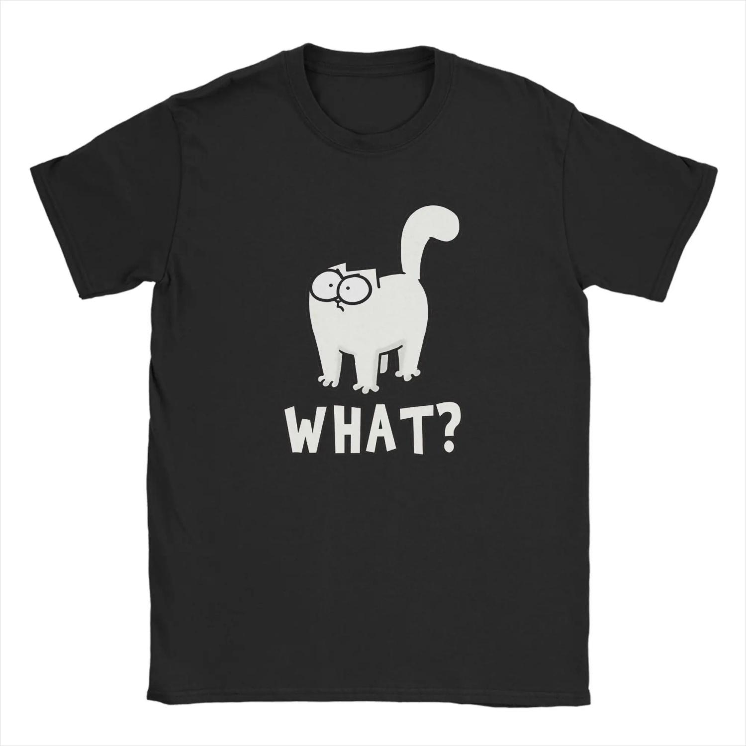 

Simons Cat T-Shirt Summer Leisure T Shirts Male 100% Cotton O-Neck Plus Size Clothes Short Sleeve Y2K Retro Tshirt S чёрный