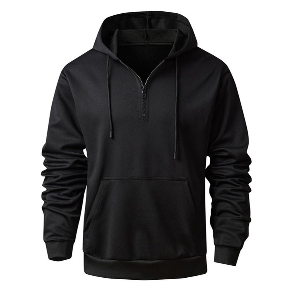 Men's Solid Color Half-Zip Sweatshirt Hoodie Men's Sports Large Size Casual Sweatshirt