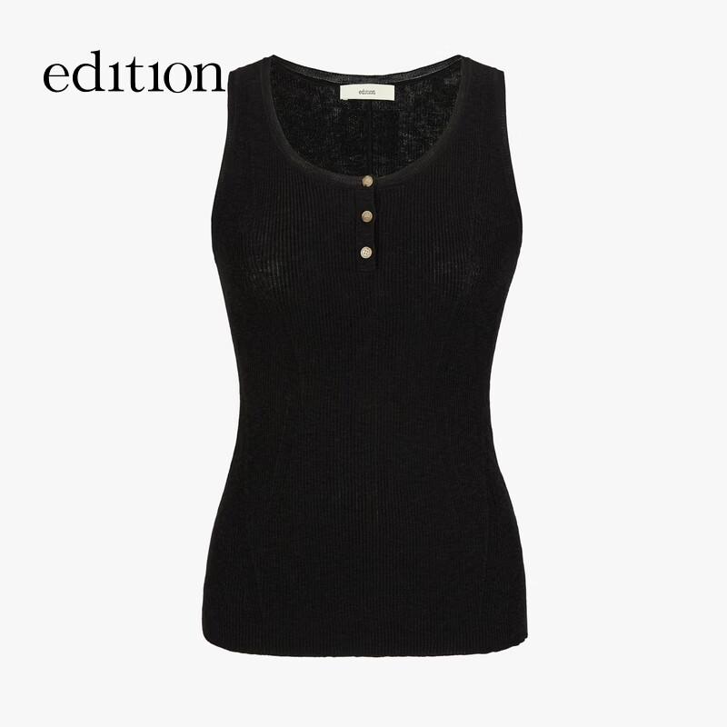 Edition Women's Summer Silk Cotton Linen U-neck Knit Vest