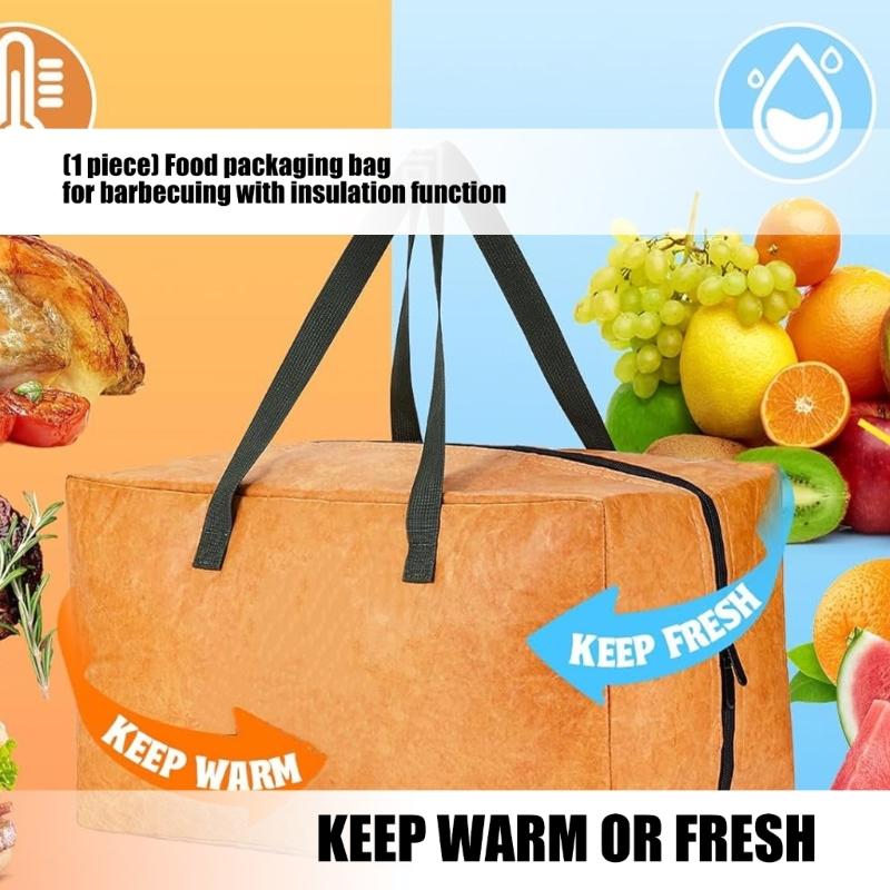 Spacious BBQ Insulated Storage Bag with Double Zippers and Carry Handle Perfect for Picnics Camping Day Ensuring Easy Access