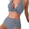 1011 European and American New Spice Girls Neck Striped Strap Halter Fashionable Sexy Bikini Swimsuit Women