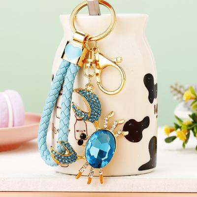 Cute Crab Charms Keychain for Women Men Gifts Jewelry Rhinestone Bag Decor Cartoon Animal Key Chain