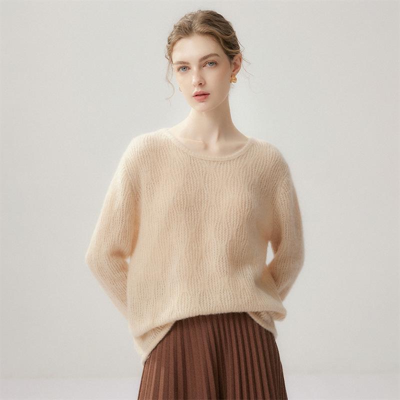 Lekasha Cashmere Goat Five-Needle Round Neck Sweater - Autumn/Winter Knitwear Pullover