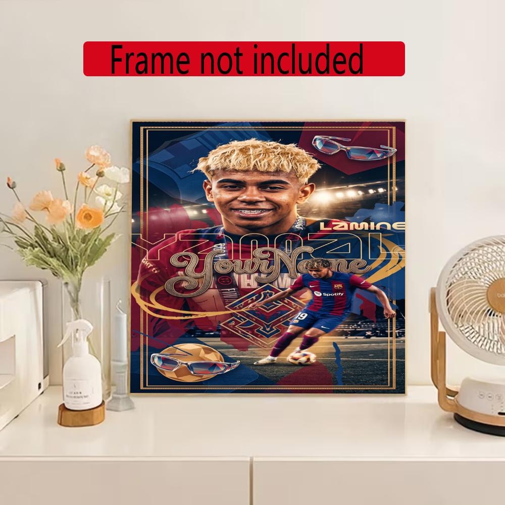 Lamin Yamal Customize Your Name Diamond Painting Round Diamond Rhinestones Mosaic Diamond Embroidery Wall Paintings Rhinestones Gift Frameless