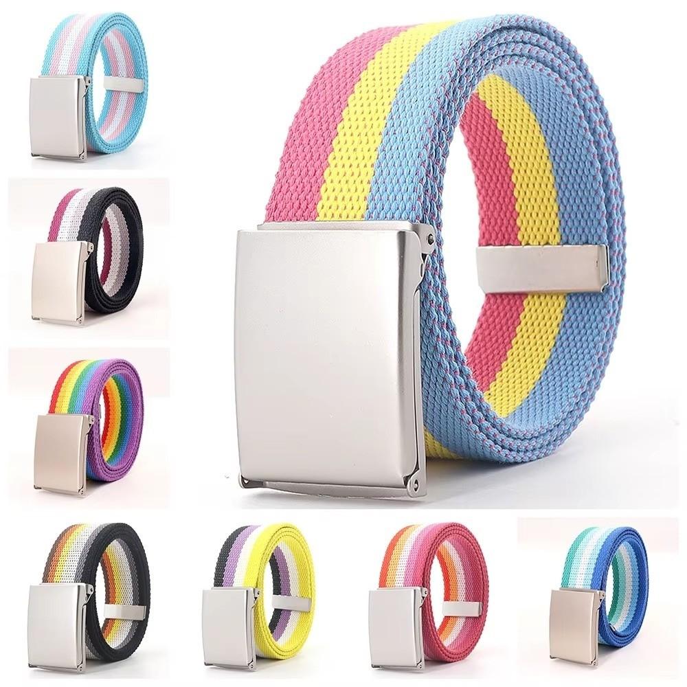 Adjustable Canvas Waist Belt Stripe Nylon Belt Fashion Men's Business Belt  Unisex
