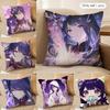 Raiden Shogun Genshin Impact Cushion Cover Silky Short Plush Invisible Zipper Dustproof Sofa Pillow Case For Home Decor