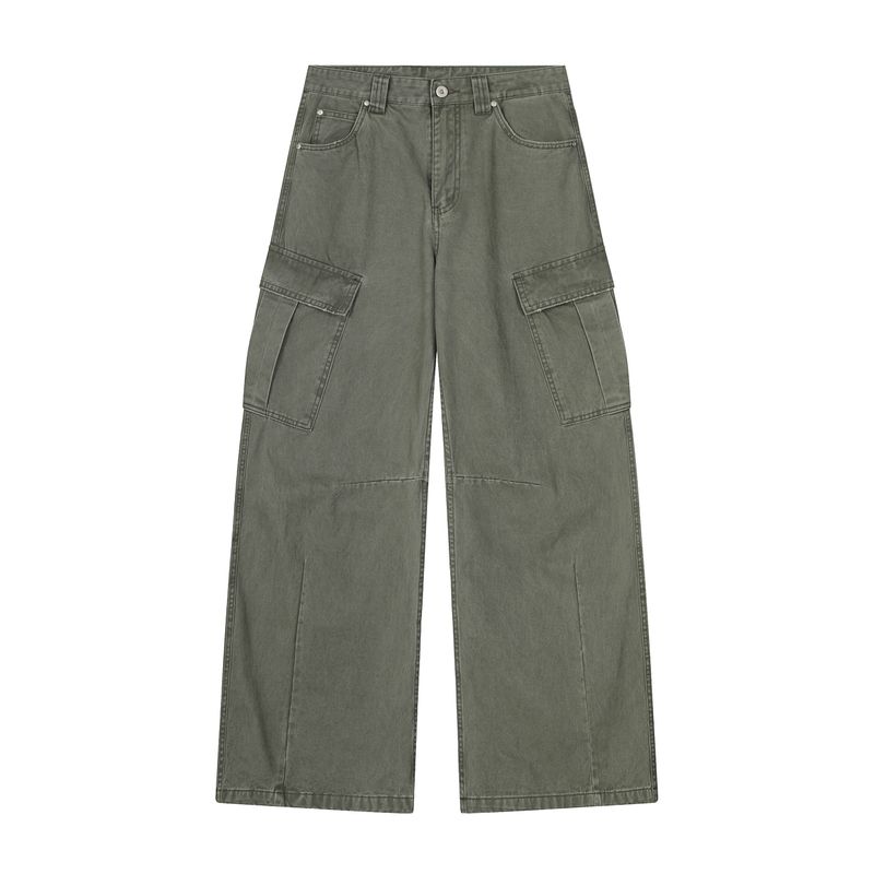 Madwitch American Retro Distressed Workwear Casual Pants Unisex Loose Deconstructed Silhouette Baggy Scimitar Pants