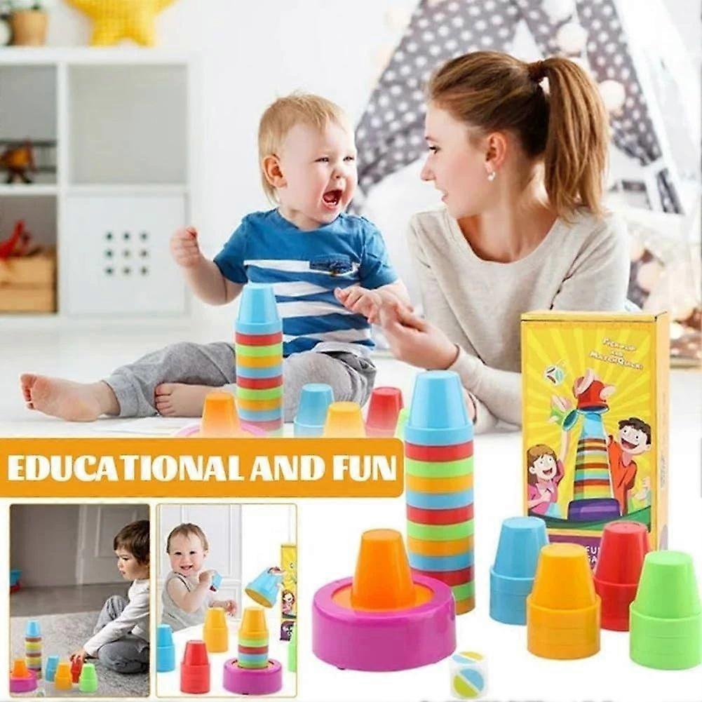 Tabletop Competitive Cup Stacking Game, Color Stacking Challenge Game, Speed Cup