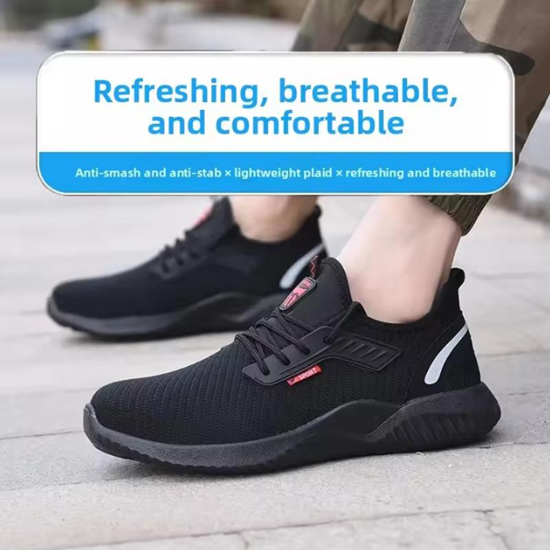 

Oulylan Male Wear Resistant Sneakers Breathable Mesh Safety Shoes Steel Toe Security Boots Anti-Smash Lightweight Work Footwear 46