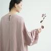 Johnature Women Vintage T-Shirts Puff Sleeve Solid Color Spring Loose Soft Casual Female Long T-Shirt