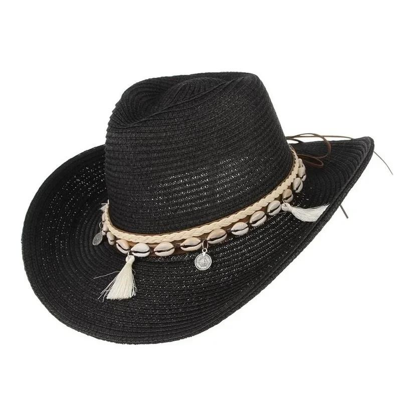 Fashion Summer Straw Hat Women Beach Lady Sun Caps Panama Hat Cowboy Straw Cap UV Protection Sonskerm Hoede Adjustable Hat
