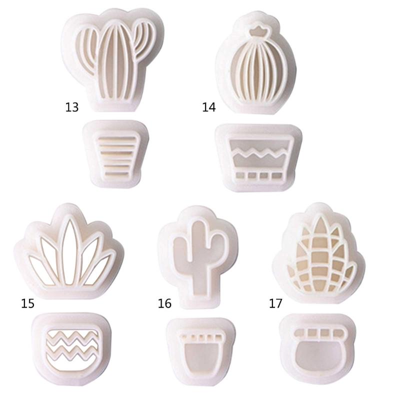 Cacti Shaped Soft Pottery Clay Cutters Earrings Jewelry Pendant Making Moulds Plant Ornaments Pendant Cutting Molds