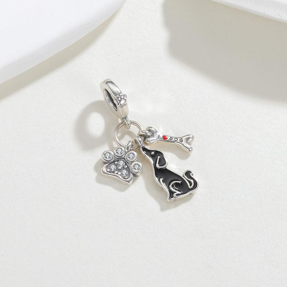 New Genuine Copper Charm Pet Dog Three-Piece Set Beads Jewelry Crafting For Classic Bracelet Women Trendy Jewelry Do-It-Yourself Gifts