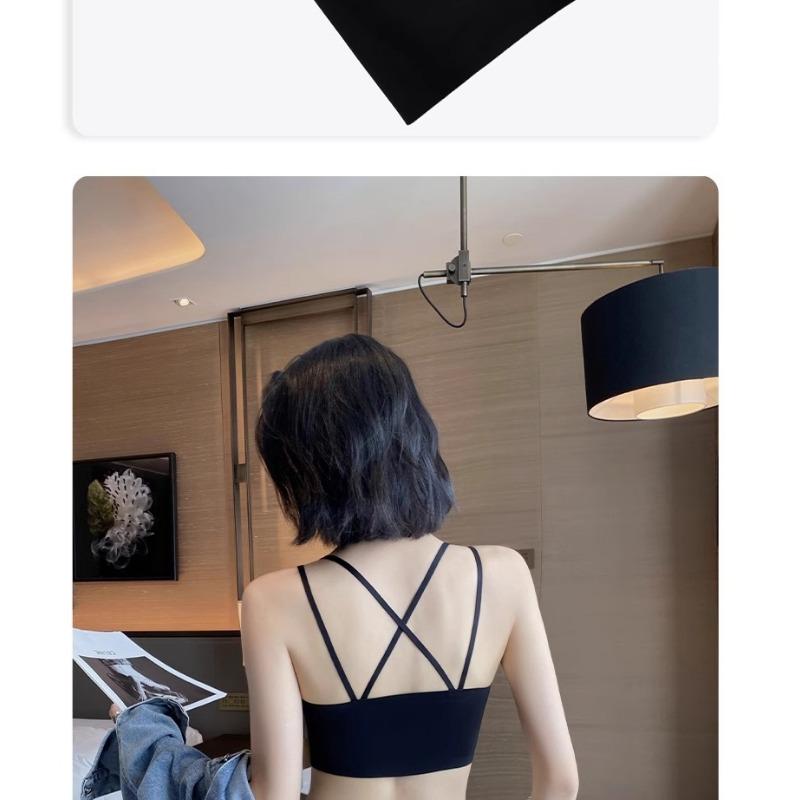 Women Summer Thin Wireless Push Up Gathering Sports Back Beauty Camisole Bra