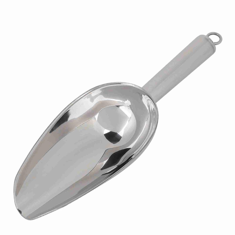 Durable Stainless Steel Ice Scoop Straight Handle Silver Flour Shovel Multifunctional Utility Scooper Kitchen