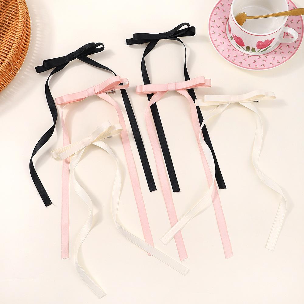 Popular Tassel Streamer Bow Hairpin Polyester Cotton Maillard Children'S Hairpin Hair Accessories Duck Bill Clip 3631