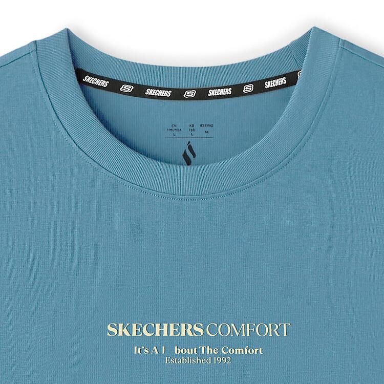 Skechers Sports Lifestyle SS25 Round Neck Slim Fit Quick-Dry Versatile Short Sleeve T-Shirt Unisex Tops Adriatic-Blue L225U097-030N