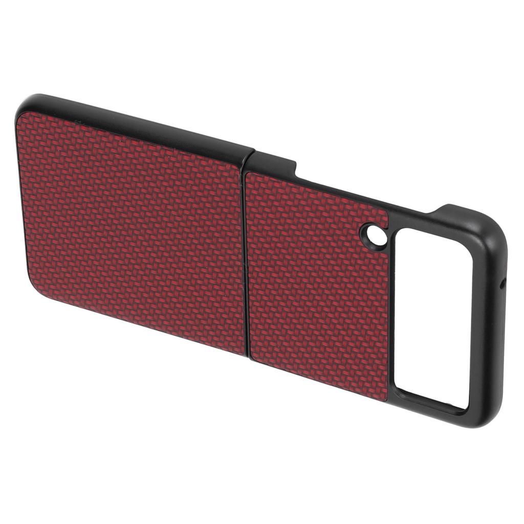 Carbon Fiber Pattern Folding Shell Phone Case for Samsung Galaxy Z Flip 3 Protective CoverRed