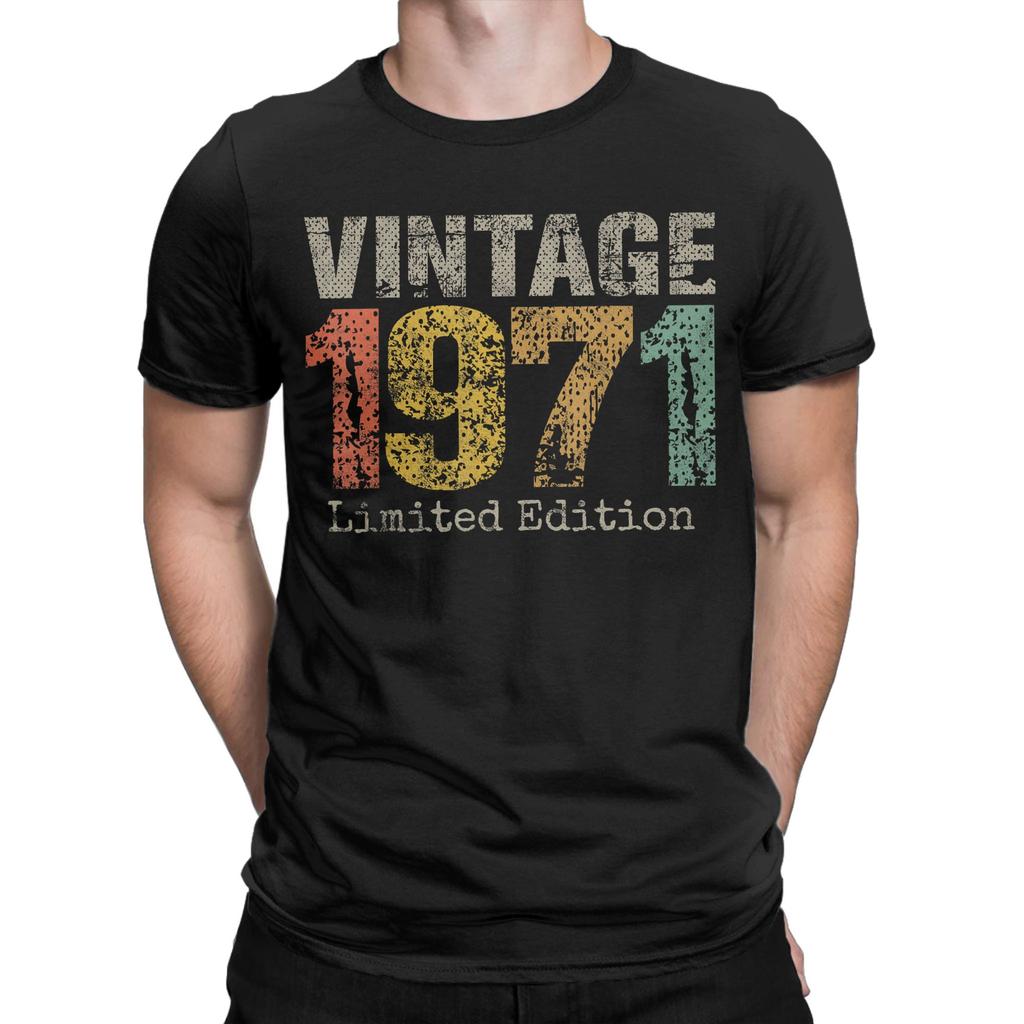 Vintage 1971 Limited Edition Unisex Unisexs T Shirt 55th Birthday Novelty Tees Short Sleeve Round Neck TShirts Cotton Tops